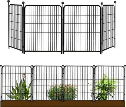 Garden Fencing 36 Inch High, 4 Panels Total 8.9 Ft(L) Dog Fence Outdoor for Yard, 4 One-Sided Plate, No Door, Anti Dig Fence Barrier, Dog Pen, Rabbit Fence, Garden Fences and Borders