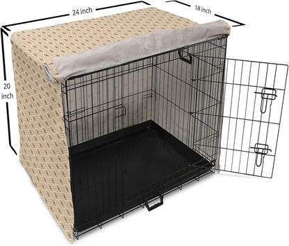 Lunarable Contemporary Brown Dog Crate Cover, Horizontal Rhombus and Zigzag, Easy to Use Pet Kennel Cover for Cats & Medium Dogs, 24 Inch, Pastel Brown Champagne