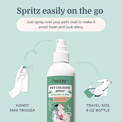 Hepper Pet Cologne Spray - Long-Lasting Dog/Cat Cologne & Perfume Spray for Pups/Kittens - Grooming Elegance & Enduring Fragrance! Aloe and Cucumber Fresh Scent