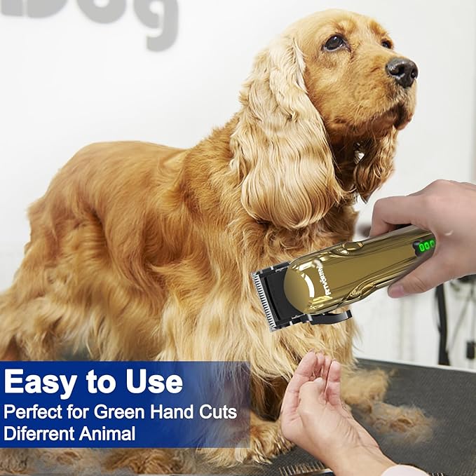 Quiet Dog Grooming Kit - 2000mAh Dog Clippers for Heavy Thick Hair Coats, Waterproof Rechargeable Cordless Clippers, Safe and Easy to Clean Pet Grooming