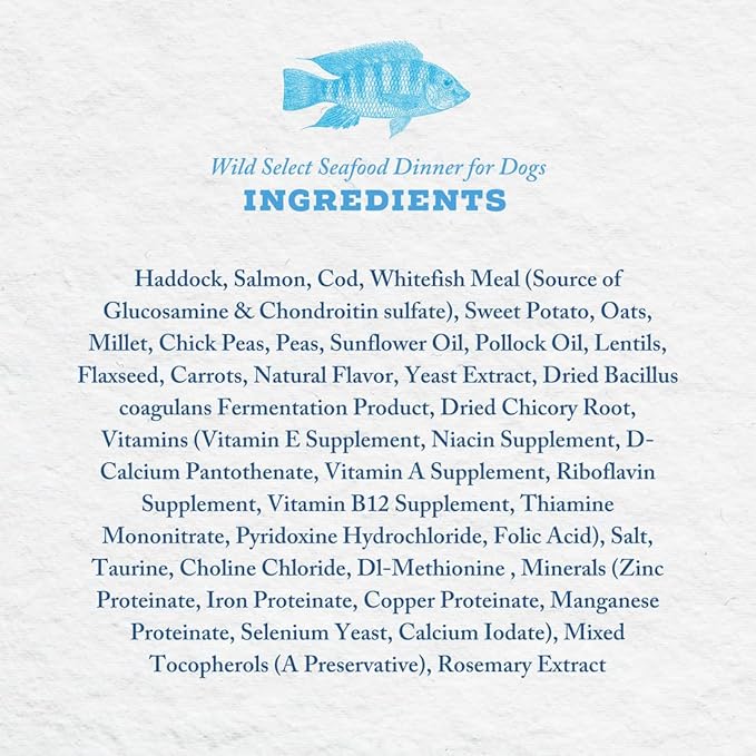 Wild Select Seafood Dog Food | No Chicken or Other Animal by-Products | Rich in Omega 3 & 6 Fatty Acids | Sustainably Sourced Wild Caught Fish | Made in The USA | 4lb Bag