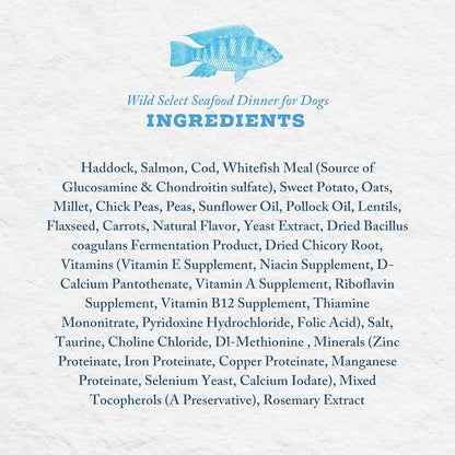 Wild Select Seafood Dog Food | No Chicken or Other Animal by-Products | Rich in Omega 3 & 6 Fatty Acids | Sustainably Sourced Wild Caught Fish | Made in The USA | 4lb Bag