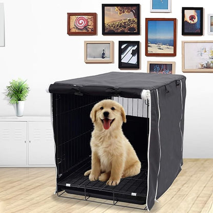 Dog Crate Cover for Wire Crates Kennel 2 Doors Heavy Duty Waterproof Windproof Soundproof Pet Cage Cover Home Decoration - Cover only - Dark Grey - Fits 30 Inch Crates
