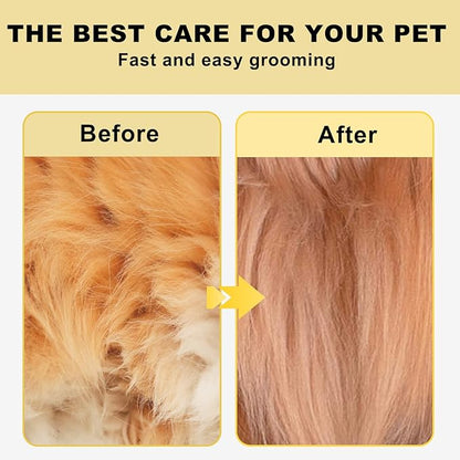 Pet Grooming Brush, Double Sided Undercoat Rake for Dogs & Cats, Professional Deshedding Brush and Dematting Tool, Safe and Effective Removing Knots, Mats, Tangles,and Flying Hair