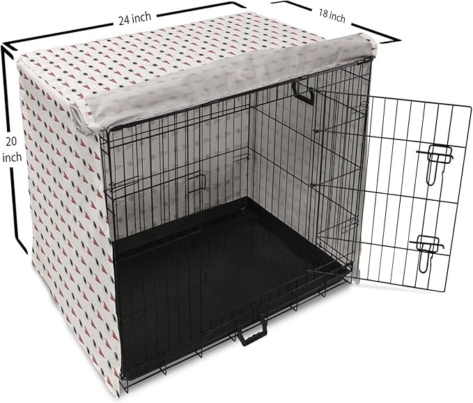 Lunarable Football Dog Crate Cover, Sportss Pennants Balls with Retro Burst Effect Graphic Game, Easy to Use Pet Kennel Cover for Cats & Medium Dogs, 24 Inch, Maroon Black White