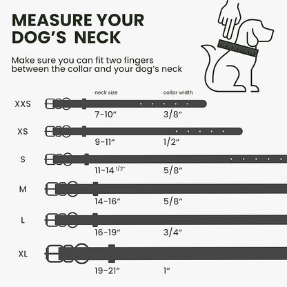 BRONZEDOG Rolled Leather Dog Collar with QR ID Tag Adjustable Soft Round Collars for Small Medium Large Dogs Puppy Cat (7" - 10" Neck Size, Black Night)