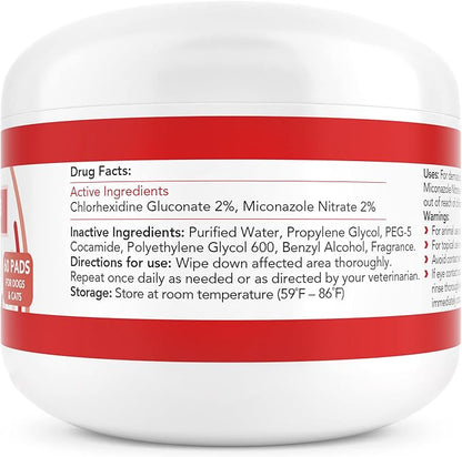 Nootie Medicated Dog Wipes - Antifungal Wipes - Antibacterial Wipes - Antimicrobial Wipes for Dogs 2% Chlorhexidine Wipes with 2% Micronazole for Best Results with Cats and Dogs Problems 60 pads - USA, White