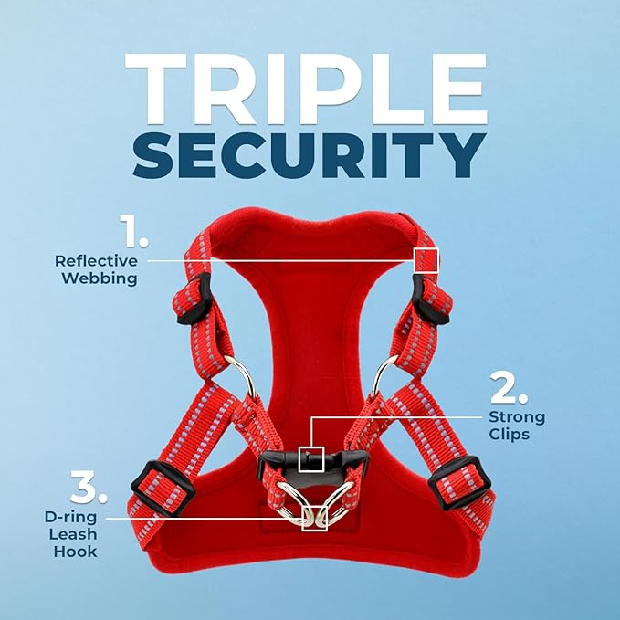 Best Pet Supplies Voyager Adjustable Dog Vest Harness Breathable No Pull Harness for Small, Medium, Large Dogs, Heavy Duty Harness for Walking, Jogging, Easy Step-in, Reflective Stripes - (Red), M