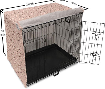 Lunarable Dusty Rose Dog Crate Cover, Square Shapes Mosaic Tile Design Rows in Retro Tones Geometrical Colorful, Easy to Use Pet Kennel Cover for Cats & Medium Dogs, 24 Inch, Rose Peach Plum