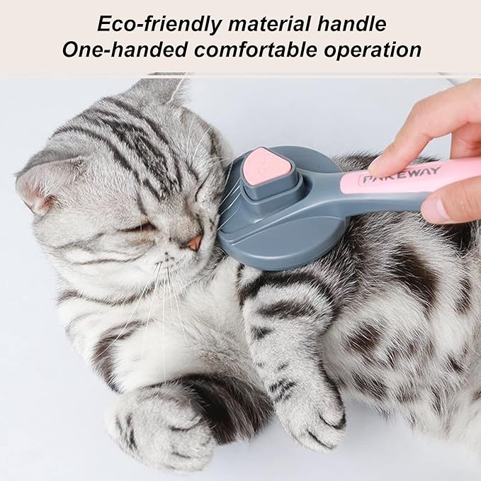 Pet Grooming Brush, Self Cleaning Slicker Brush, Removes Loose Hair & Tangles, Skin Friendly & Promotes Circulation, for Cats and Dogs with Short, Medium & Long Hair (2Pack, Green & Pink)
