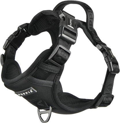 Puppia Jarek Dog Harness H Comfortable Sturdy Handle Adjustable Neck and Chest for Small and Medium Dogs - Black - XL