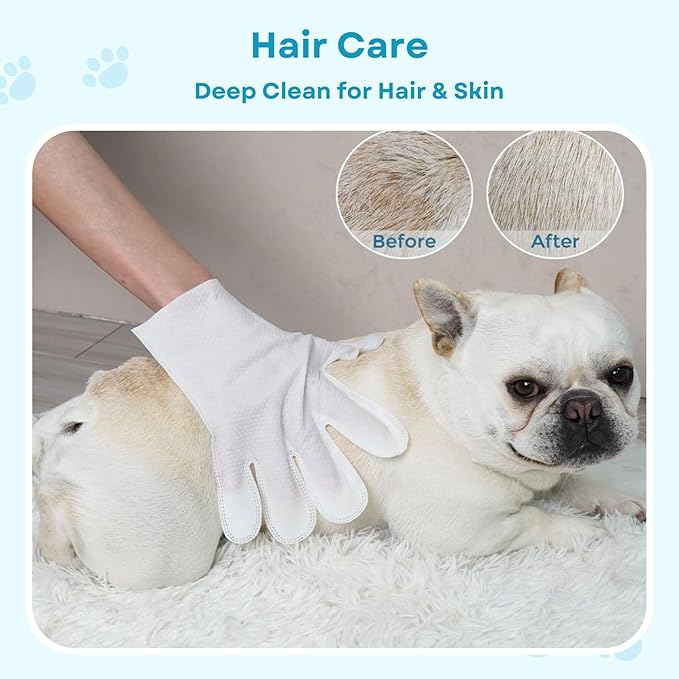 CINOKAI-Pet Cleaning Wipes - Cat Cleaning Wipes & Dog Grooming Gloves -Pet Glove Wipes for Dogs and Cats - Deodorizing Grooming Gloves (2Pack 12PCS)