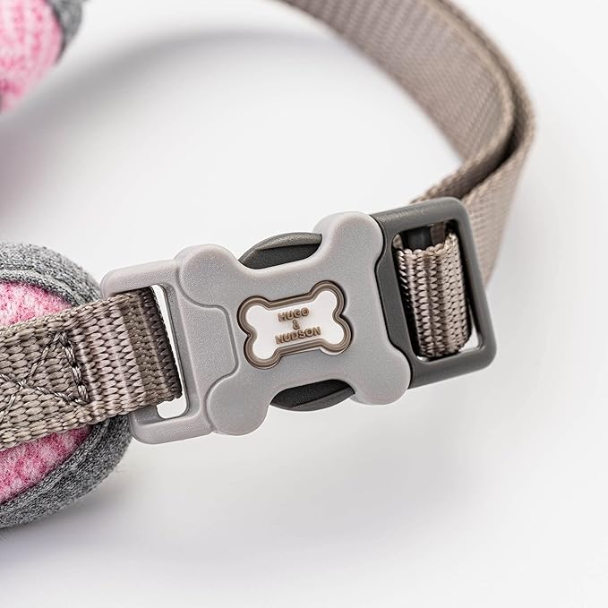 HUGO & HUDSON Dog Harness, No-Pull Anti Choke Tweed Harness Vest, Pink Herringbone, L