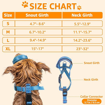 SlowTon Soft Dog Muzzle, Adjustable Padded Nylon Muzzle for Large Medium Dogs Anti Chewing Barking Biting, Allow Dog Pant & Drink (Blue, M)