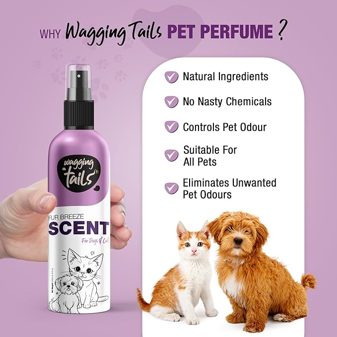 Wagging Tails 5-in-1 Fur Breeze Scent, 6.7 fl oz for Dogs & Cats | Alcohol-Free Pet Freshener | Long-Lasting Freshness & Odor Eliminator | Gentle Formulation for All Pets, Ensuring Daily Freshness