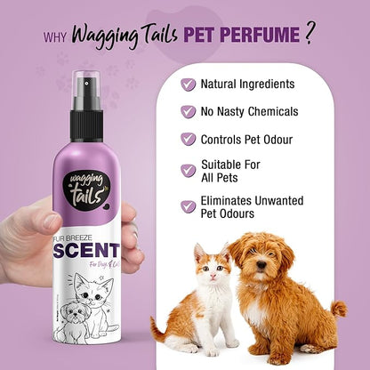 Wagging Tails 5-in-1 Fur Breeze Scent, 6.7 fl oz for Dogs & Cats | Alcohol-Free Pet Freshener | Long-Lasting Freshness & Odor Eliminator | Gentle Formulation for All Pets, Ensuring Daily Freshness