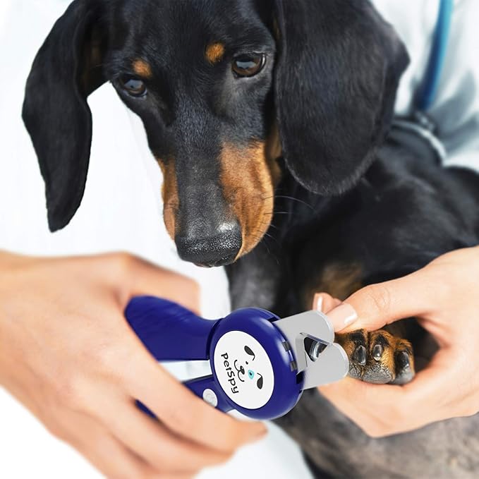 Newest Dog Nail Clippers with LED Guide Light, Professional Claw Care Pet Nail Clipper & Trimmer with Nail File, Razor Sharp Blades, Home Grooming Tool Kit for Animals (Dark Blue)