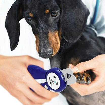 Newest Dog Nail Clippers with LED Guide Light, Professional Claw Care Pet Nail Clipper & Trimmer with Nail File, Razor Sharp Blades, Home Grooming Tool Kit for Animals (Dark Blue)