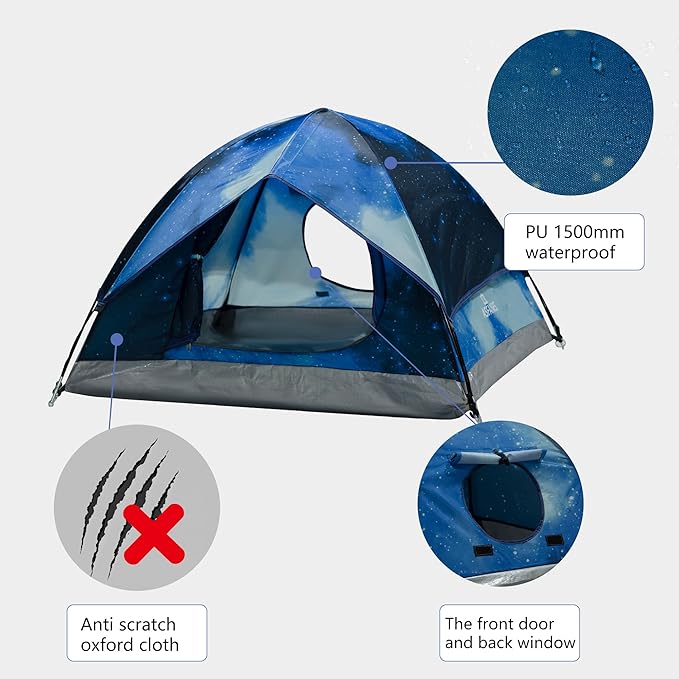 Outdoor Waterproof Pet Camping Tent, Cave Bed for Indoor Cats and Small Dogs, Portable Cat House Dog House, 29.5x29.5x18.9'', Navy Blue, M.
