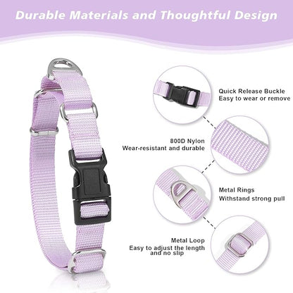 Rttochfy Martingale Dog Collars, Adjustable Nylon Dog Collar with Quick Release Buckle, No Choke Dog Training Collar for Small Medium Large Dogs (Blue, M)
