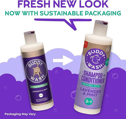 Buddy Grooming Wash 2 in 1 Dog Shampoo, Lavender & Mint, 16 oz. Bottle