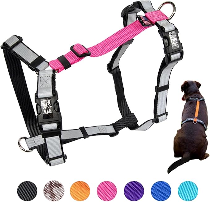 No Pull Harness with Fully Customizable Fitment for Small Dogs - 3M Reflective Heavy Duty Harness for Walking & Training - No Choke Comfortable Collar Design, Made in USA S-Pink