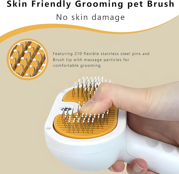 Pet Steam Brush for Dog & Cat – 3-in-1 Spray Hair Removal Comb – Steam for Shedding & Grooming – Water Brush for Long & Short Haired Pets – Spritz Defur Comb –