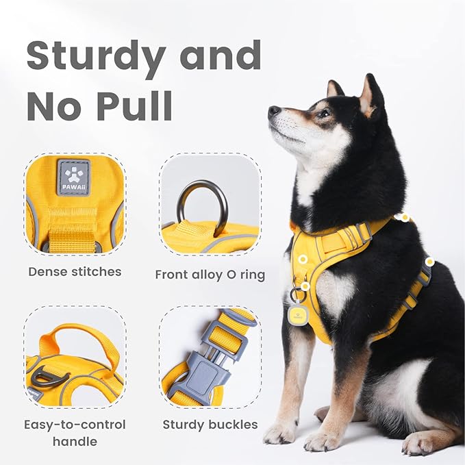 Pawaii Dog Harness for Small Dogs, Dog Harness with Pet ID Tag, No Choke Dog Harness, Adjustable Soft Padded Pet Vest with Easy Control Handle