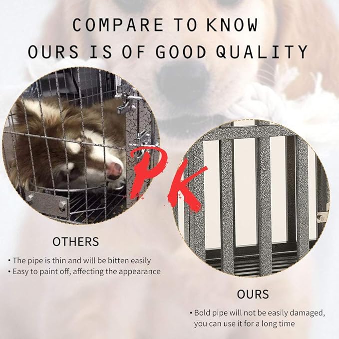 KELIXU 38” Heavy Duty Dog Crate Large Dog Cage Metal Dog Kennels and Crates for Large Dogs Indoor Outdoor with Locks, Lockable Wheels and Removable Tray, Easy to Install, Black