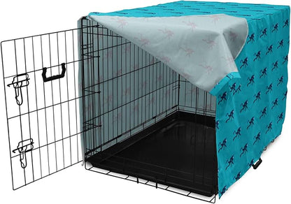 Lunarable Scuba Dog Crate Cover, Repeating Diving Man Nautical Pattern, Easy to Use Pet Kennel Cover for Medium Large Dogs, 48 Inch, Sea Blue Night Blue