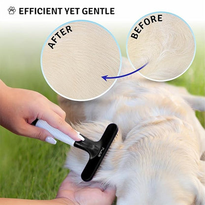 POODLIE Poodle Pet Dog Grooming Rake | Dematting Tool with Stainless Steel Shedding Comb for Pets | 2 Rows of Pins Gently Remove Loose or Tangled Hair from Undercoat (Black)