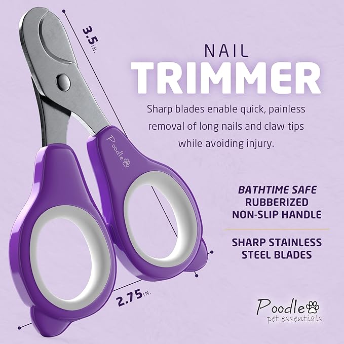 POODLIE Pet Nail Clippers - 2 Pc Nail Trimmers for Dogs & Cats - Professional Grooming Clippers - Dog Grooming Kit
