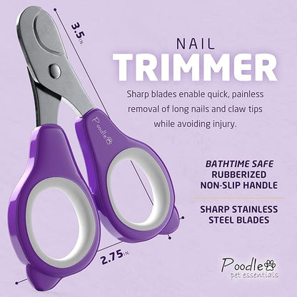 POODLIE Pet Nail Clippers - 2 Pc Nail Trimmers for Dogs & Cats - Professional Grooming Clippers - Dog Grooming Kit