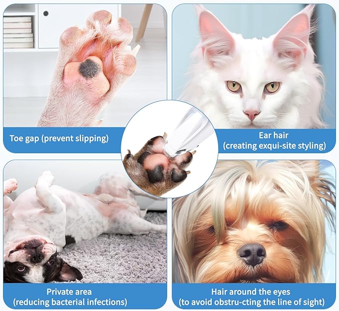 Upgraded Dog Paw Trimmer with LED Light, Low Noise Cat Clipper for Grooming, 9mm Precision Blade Digital Display Pet Paw Trimmer for Paws, Ears, Face, Waterproof Rechargeable Paws Clipper for Dog Cat