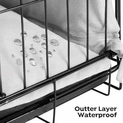 Veehoo 36 inch Dog Crates for Large Dogs with Bumper-Three Doors Folding Metal Wire Dog Crate Cage, Indoor Outdoor Large Dog Crate with Plastic Leak-Proof Tray-Portable Pet Kennel Kit