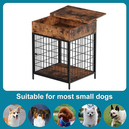 Dog Crate Furniture, Wooden Dog Crate End Table,Dog Kennel with Drawer Indoor, Furniture Dog Crate Side Table for Small Dogs
