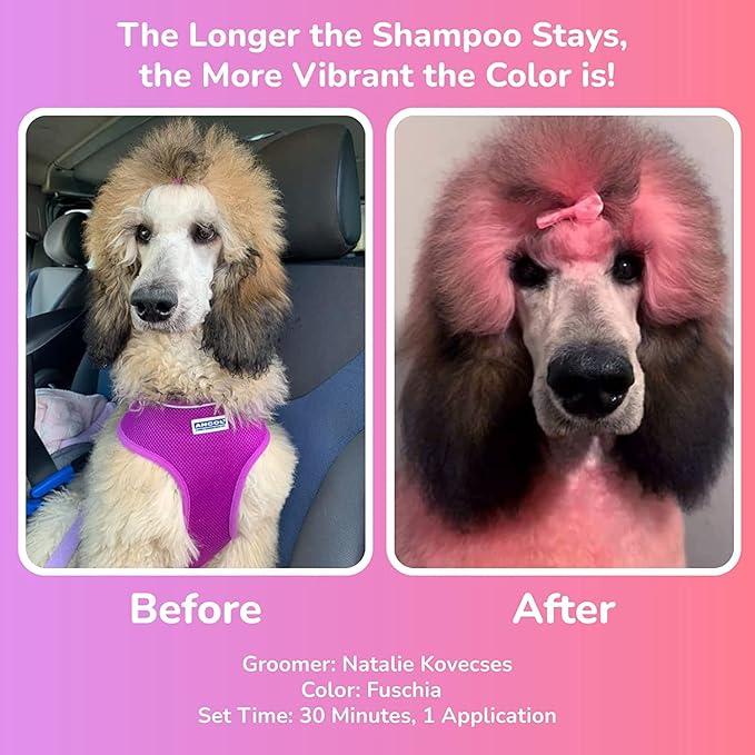 OPAWZ Color Depositing Shampoo for Dogs, Semi-Permanent Dog Hair Dye Coloring Safe Shampoo, Non-Toxic Colorwash Shampoo for Pets (Pink, 2.1 fl.oz / 60mL)