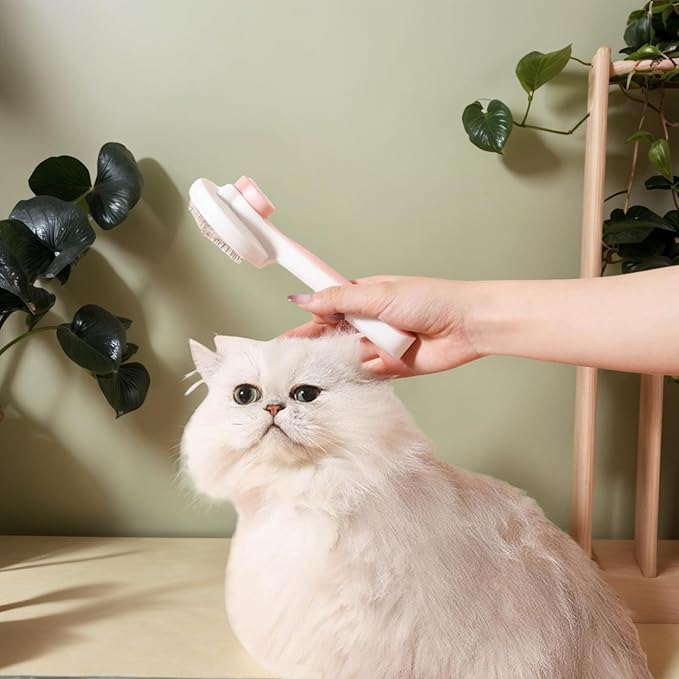 Self-Cleaning Pet Shedding Brush - Gentle Massage Brush For Dogs And Cats Reduces Shedding By 90%, One-Piece Press Design Separates Hair With Ease, 3 Colors (Blue, Pink, Gray) (Pink)