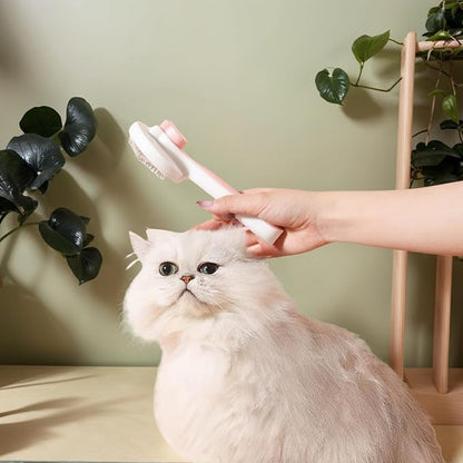 Self-Cleaning Pet Shedding Brush - Gentle Massage Brush For Dogs And Cats Reduces Shedding By 90%, One-Piece Press Design Separates Hair With Ease, 3 Colors (Blue, Pink, Gray) (Pink)