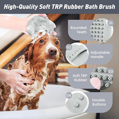 Pet Shower & Bath Supplies，Dog Shampoo Brush Set with Towel, Washing Gloves,Comb for Dogs and Cats (Stripe)
