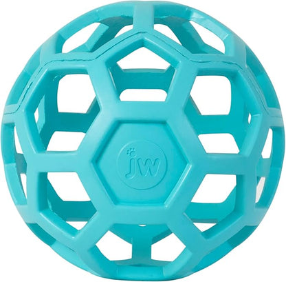 JW Pet HOL-ee Roller™, Dog Toy Puzzle Ball, Natural Rubber, Large (5.5” Inch Diameter), Blue