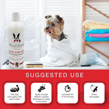 Warren London Shed Control Dog Shampoo for Shedding | 2-in-1 Dog DeShedding Shampoo and Conditioner | Nourishes Hair Follicles w/Grapeseed & Coconut Oil | Anti Shedding Shampoo for Dogs | 17oz