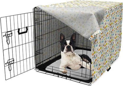 Lunarable Cartoon Dog Crate Cover, Flying Airplanes with a Style Fun Clouds in Colorful Design Artwork Print, Easy to Use Pet Kennel Cover for Small Dogs Puppies Kittens, 22 Inch, Dark Orange and Blue