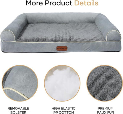 Dog Beds Large Sized Dog, Orthopedic Dog Bed, Waterproof Dog Bed, Washable Dog Bed, 47" x 31" x 8" Light Gray