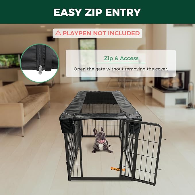 FXW Mesh Top Cover Specialized for FXW Dog Playpen (Not Suitable for Other Brands), Fits for FXW 24" H 6 Panels Homeplus/Rollick/Instant Dog Playpen│Patent Pending (Playpen not Included)