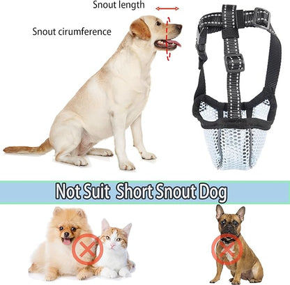 Large Dog Muzzle, Muzzle for Large Dogs to Prevent Eating/Chewing/Biting, Breathable Reflective Adjustable Medium Dog Accessories Dog Muzzle (Blue, L)