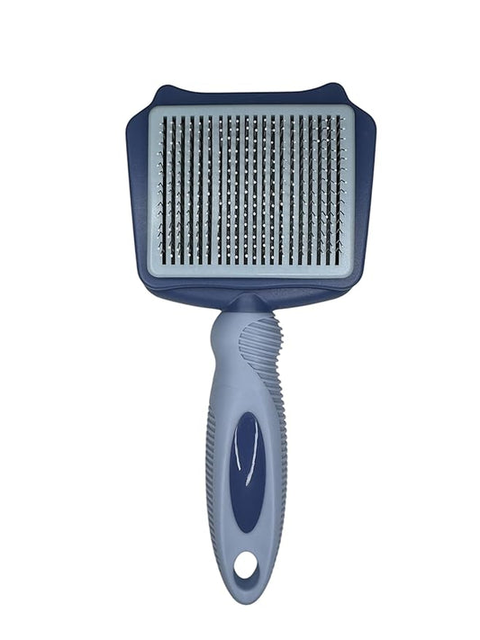 Pet Self Cleaning Slicker Brush, Skin Friendly Deshedding Grooming Tool for Shedding & Haired Pets, 3 Colors Available Pink, Blue and Purple (Blue)