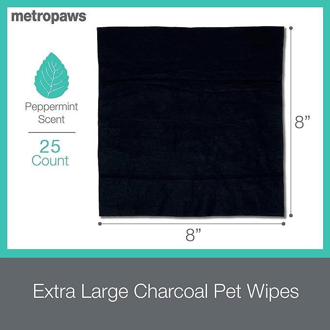 MetroPaws Peppermint Dog Wipes, 25 Extra Large, Thick Cleaning Wipes & Waste Packs XL - 200 Extra Large Dog Bags, Leakproof, Durable Pet Waste Bags for Easy Cleanup [ORANGE]