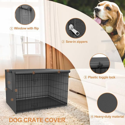Dog Crate Cover with Double Door,Dog Kennel Cover,Crate Dog Crate Cover,Dog Cage Covers for Winter Outside,Warmer & Waterproof for 18 24 30 36 42 48 inch