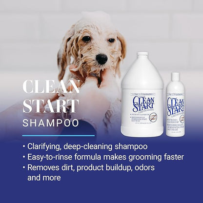 Chris Christensen Clean Start Clarifying Dog Shampoo - Pro-Vitamin Formula That Won’t Strip The Coat! Removes Product Build-up, Waxes, Oil and Dirt (16 Ounces)
